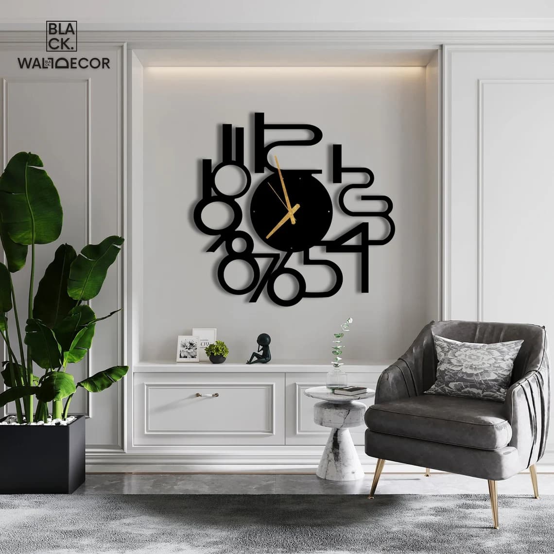 Horloge Murale Numbers | Metal Wall Clock | Minimilistic | WC07